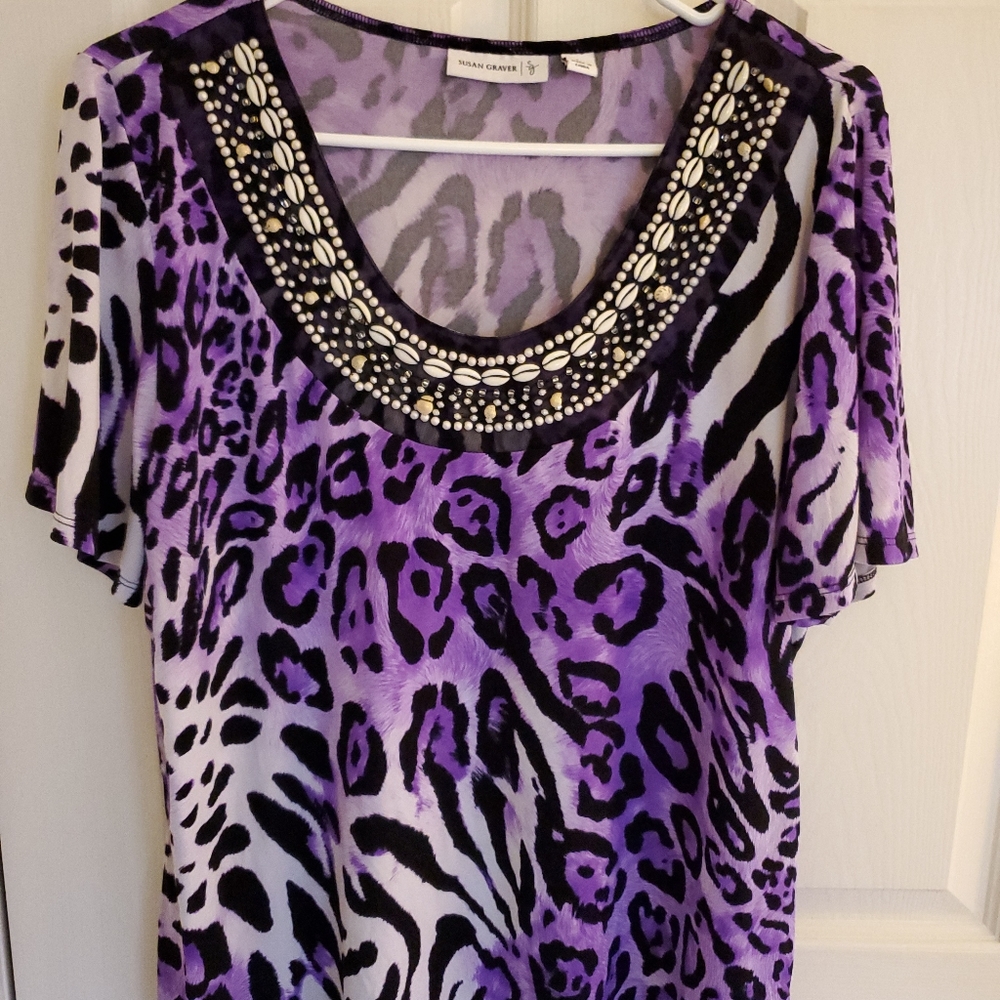 Susan Graver Liquid Knit Top Size Large